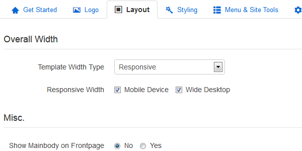 Parameters to control layout dimensions